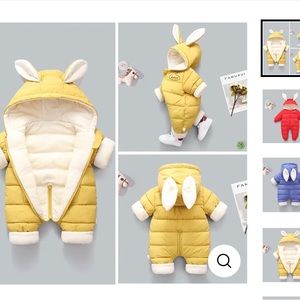 Autumn Winter Children Infant Down Cotton Thickened Baby Romper